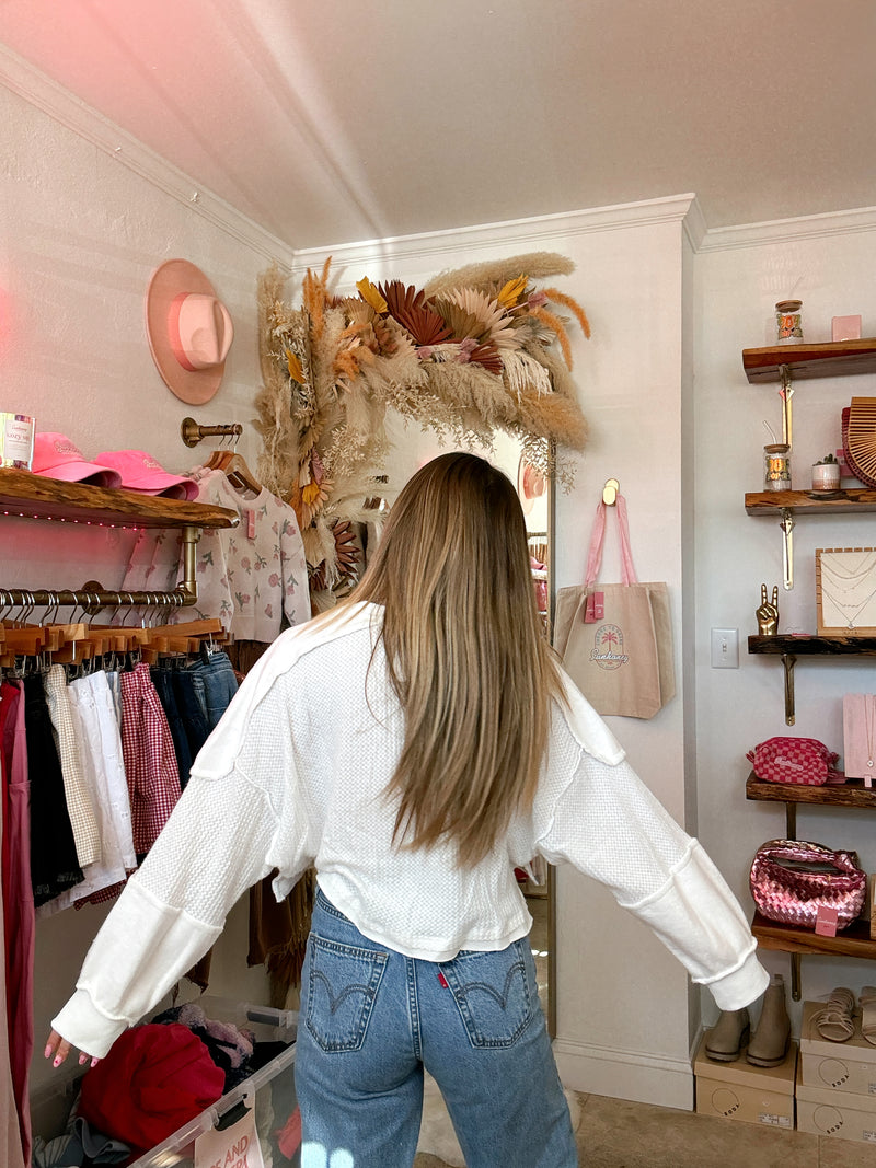 She's A Classic Henley Crop Long Sleeve