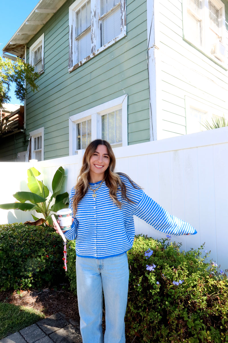 Sunhoney Girl Cardigan - Blue Stripe