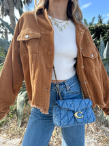 Caramel Corduroy Crop Jacket