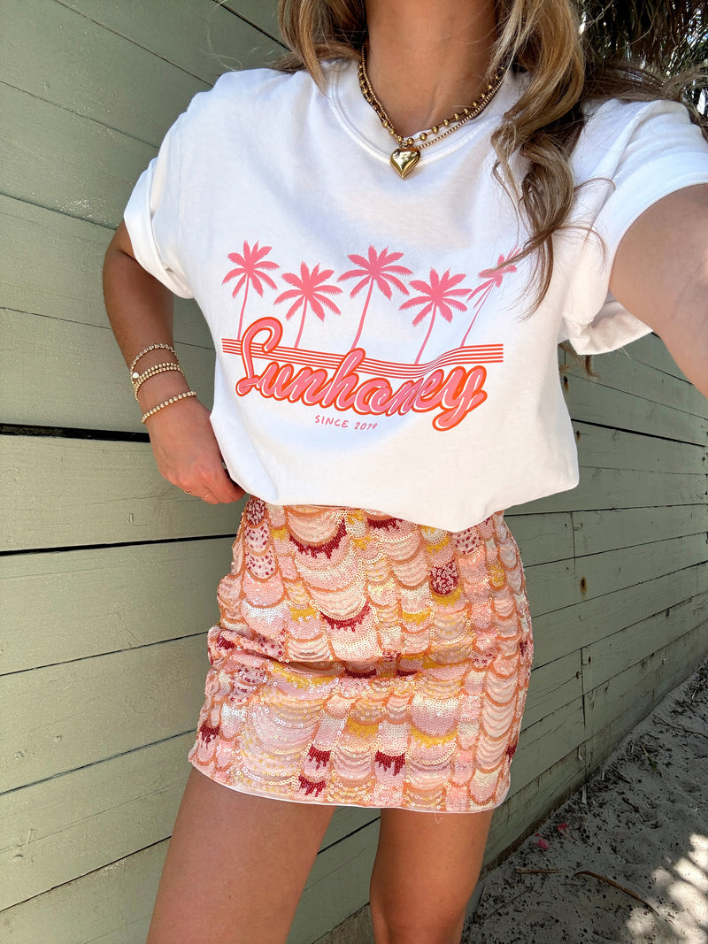 Sunset Spritz Pastel Sequin Mini Skirt