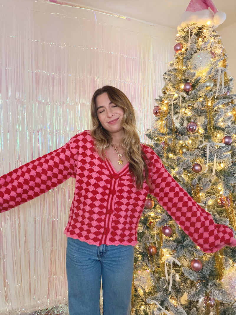 Merry & Bright Pink and Red Sweater