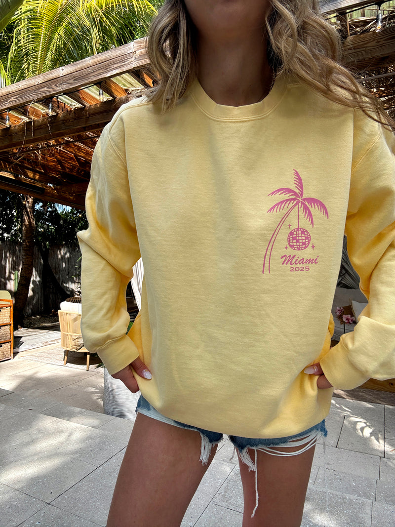 Welcome to Miami Yellow Crewneck Sweatshirt