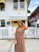 Day Out Brown Polka Dot Midi Dress