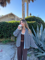 Brown Sugar Striped Zip Up Knit Jacket