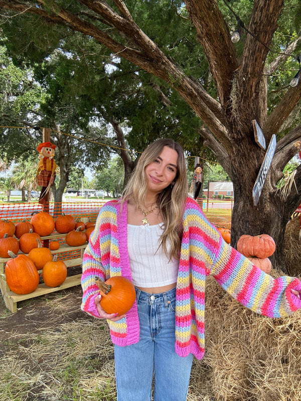 Falling For You Multi Colored Striped Cardigan