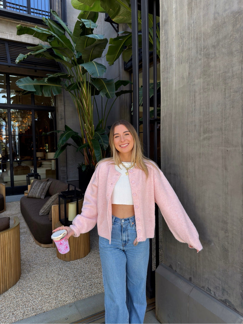 Girly Girl Pink Sweater Cardigan