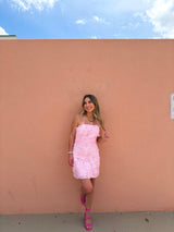 Pink Paradise 3D Floral Mini Dress