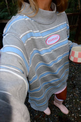 Sunhoney Striped Mockneck - Blue/Grey