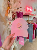 Happy Face Corduroy Hat - Pink