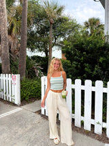 Off Duty Knit Striped *reversible* Top - Sage
