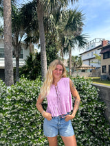 Summer Honey Linen Pleated Tie Top