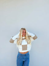 Check Me Out Taupe Crop Sweater