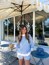 Coffee Run Blue Stripe Mockneck Set