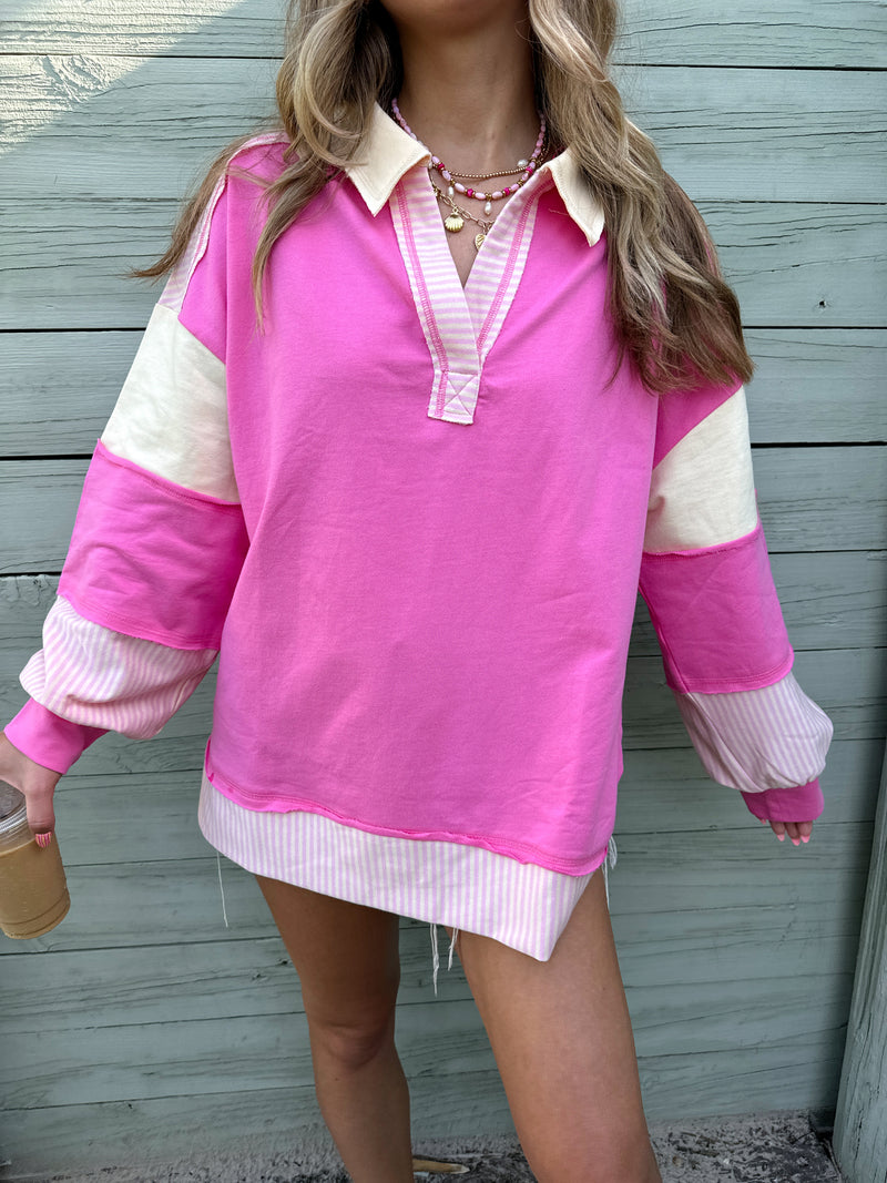 Free Spirit French Terry Sweater - Pink
