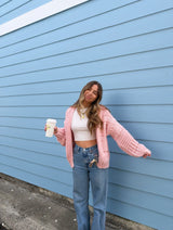The Winter Knit Cardigan - Pink