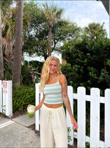 Off Duty Knit Striped *reversible* Top - Sage