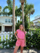 Just A Girl Pink Mineral Washed Crop Top