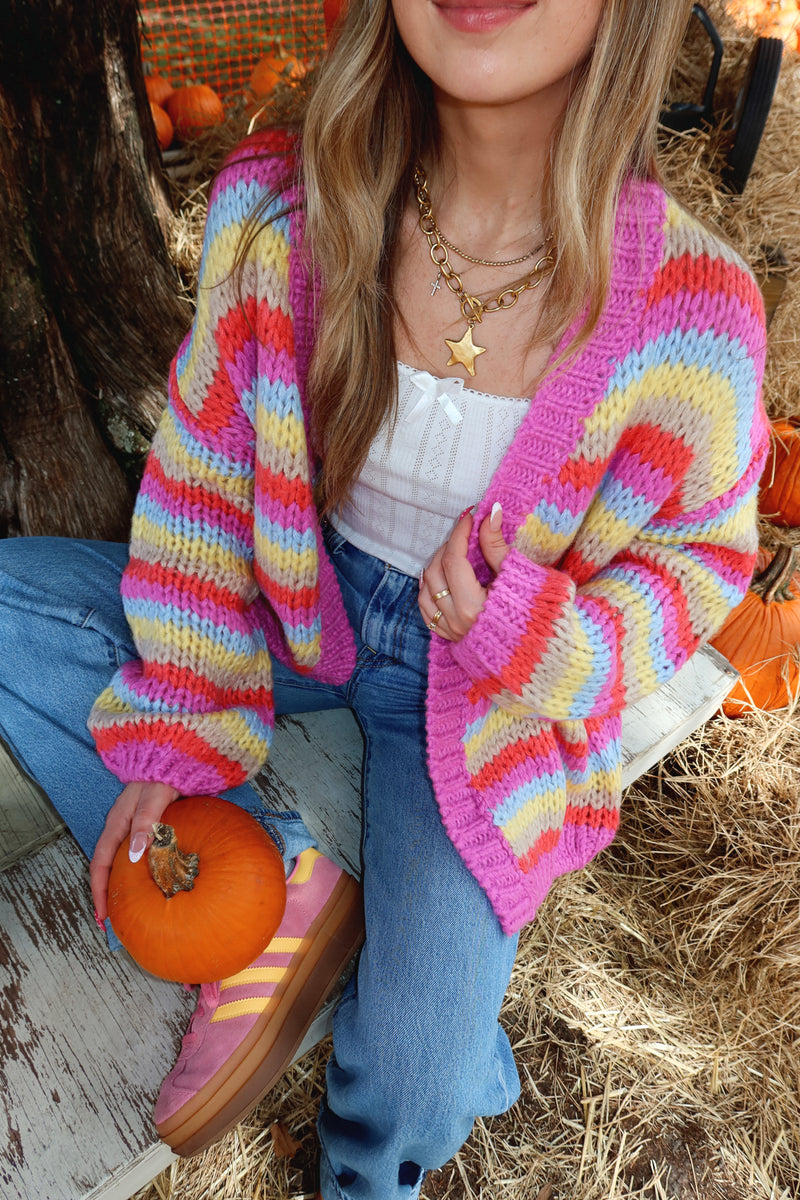 Falling For You Multi Colored Striped Cardigan