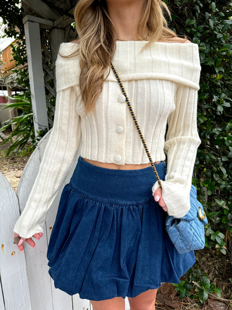 Trendsetter Bubble Denim Skirt