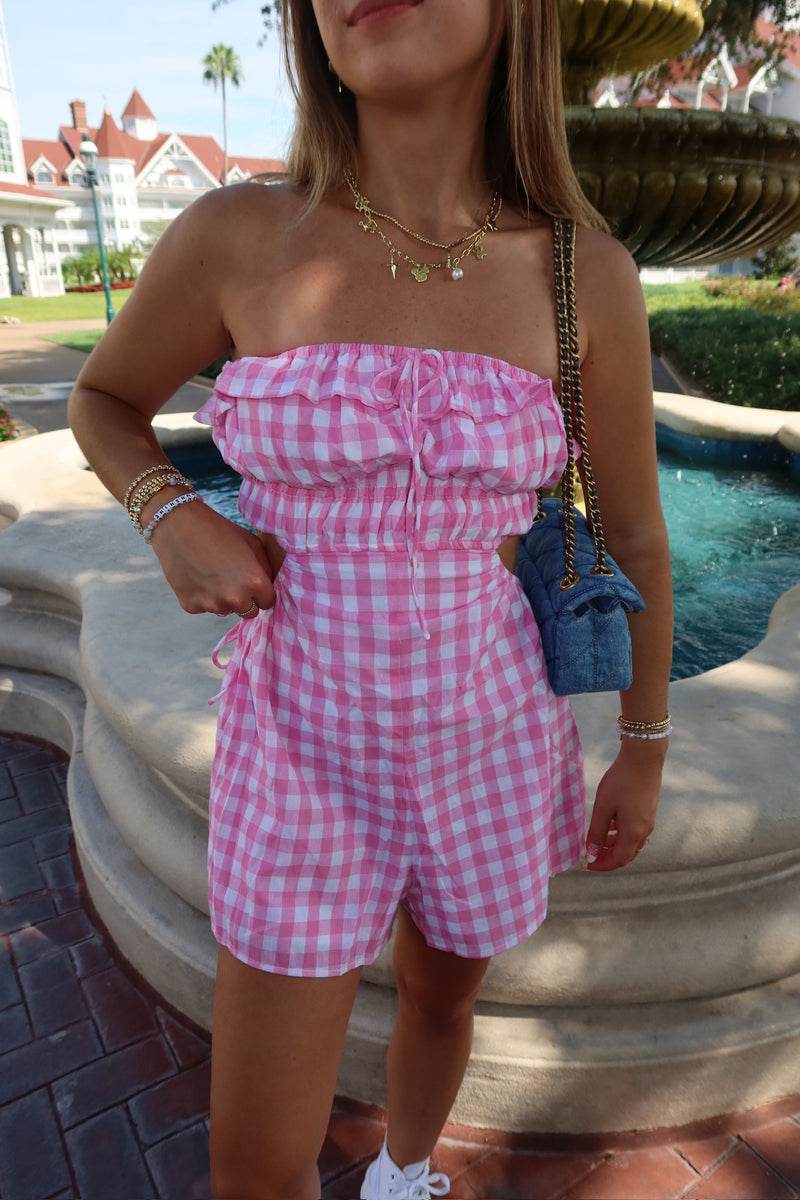 Check Me Out Pink Gingham Romper