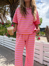 Pink Coastline Stripe Set - Pink/Orange