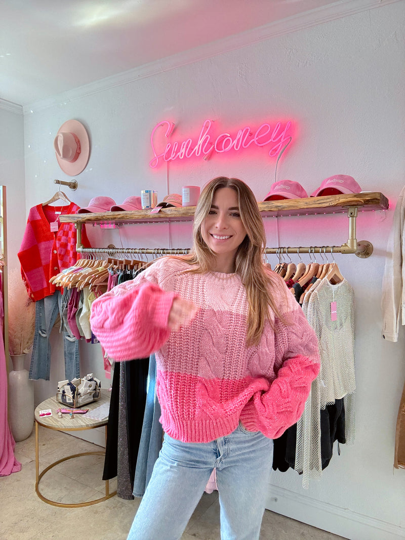 Pink Obsession Colorblock Sweater