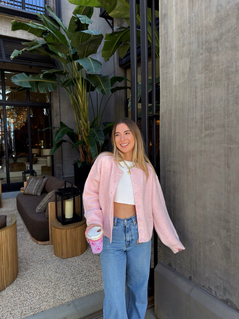 Girly Girl Pink Sweater Cardigan