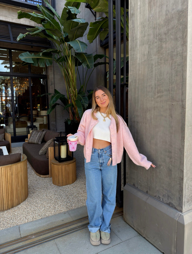 Girly Girl Pink Sweater Cardigan