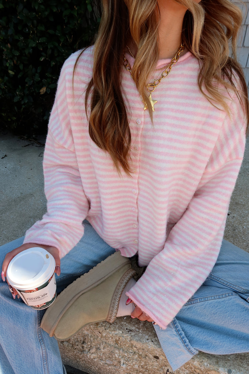 Sunhoney Girl Cardigan - Pink Stripe