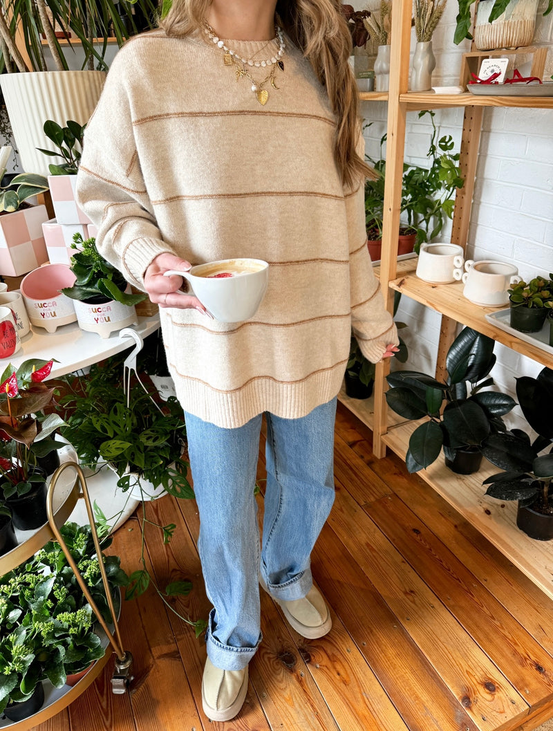 Neutral Ground Striped Sweater