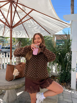 Spotted Polka Dot Cardigan - Brown