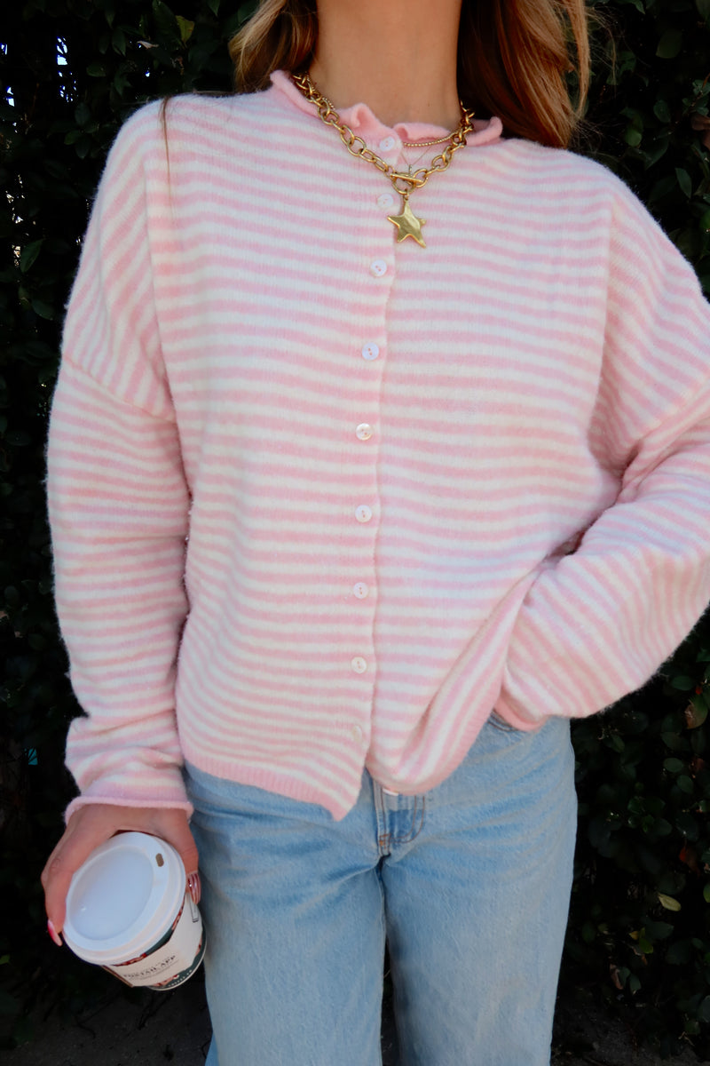 Sunhoney Girl Cardigan - Pink Stripe