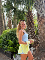 Weekend Run Layered Active Shorts - Blue/Yellow