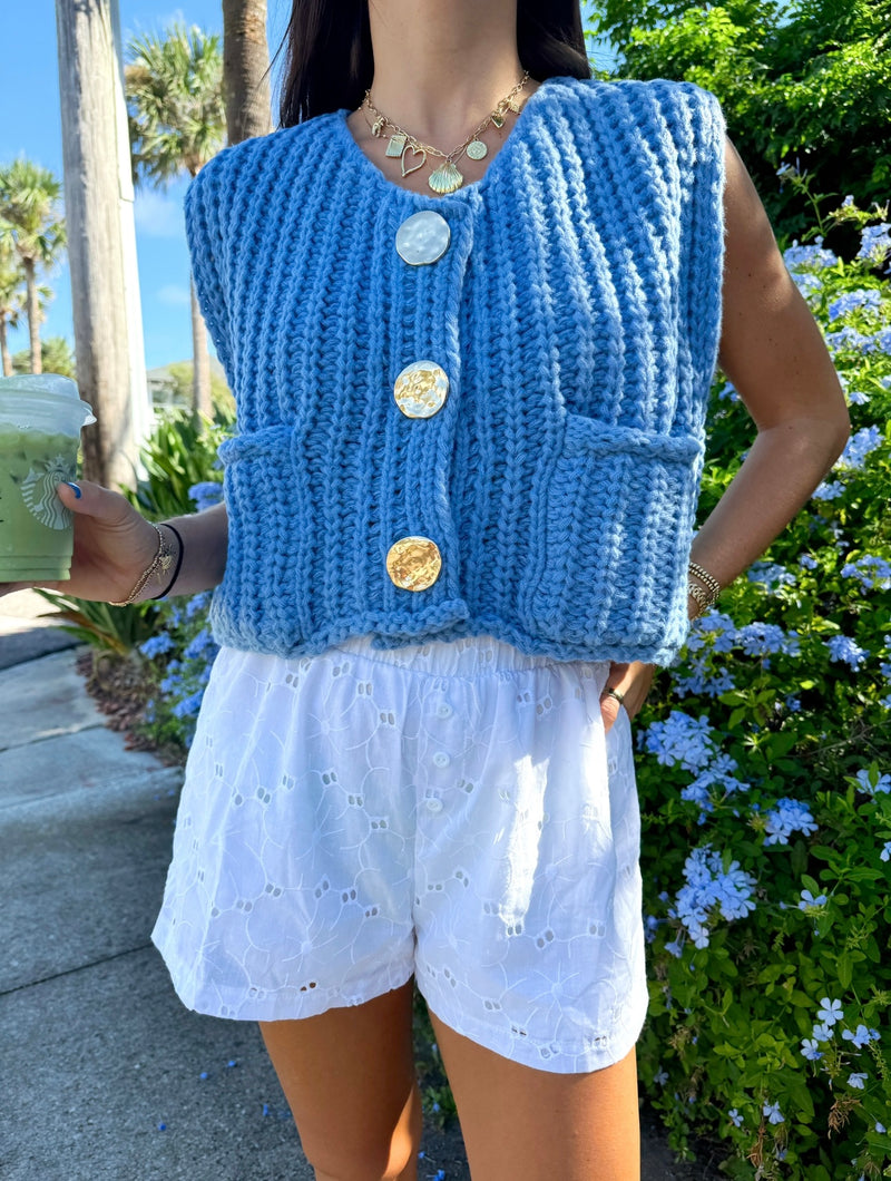 Easy Going Sweater Vest - Blue