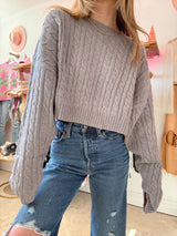 Mocha Please Cable Knit Sweater