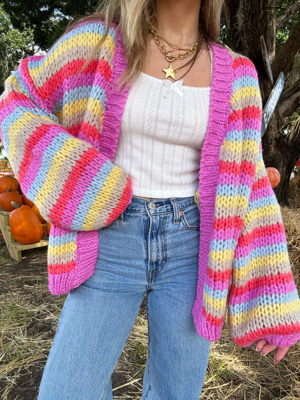 Falling For You Multi Colored Striped Cardigan