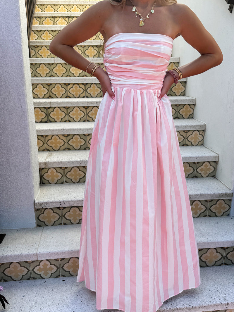 No Strings Pink Striped Maxi