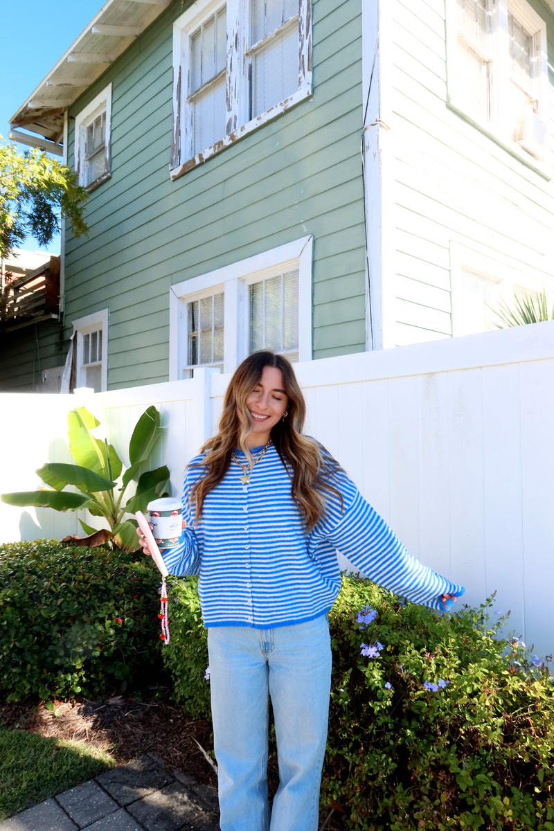 Sunhoney Girl Cardigan - Blue Stripe