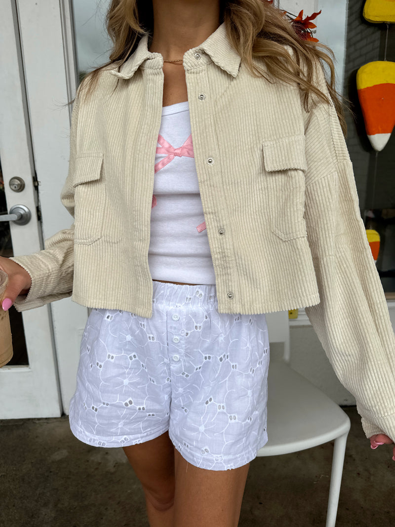 Sugar Cookie Corduroy Crop Jacket