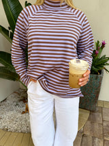 It Girl Striped Long Sleeve Mockneck