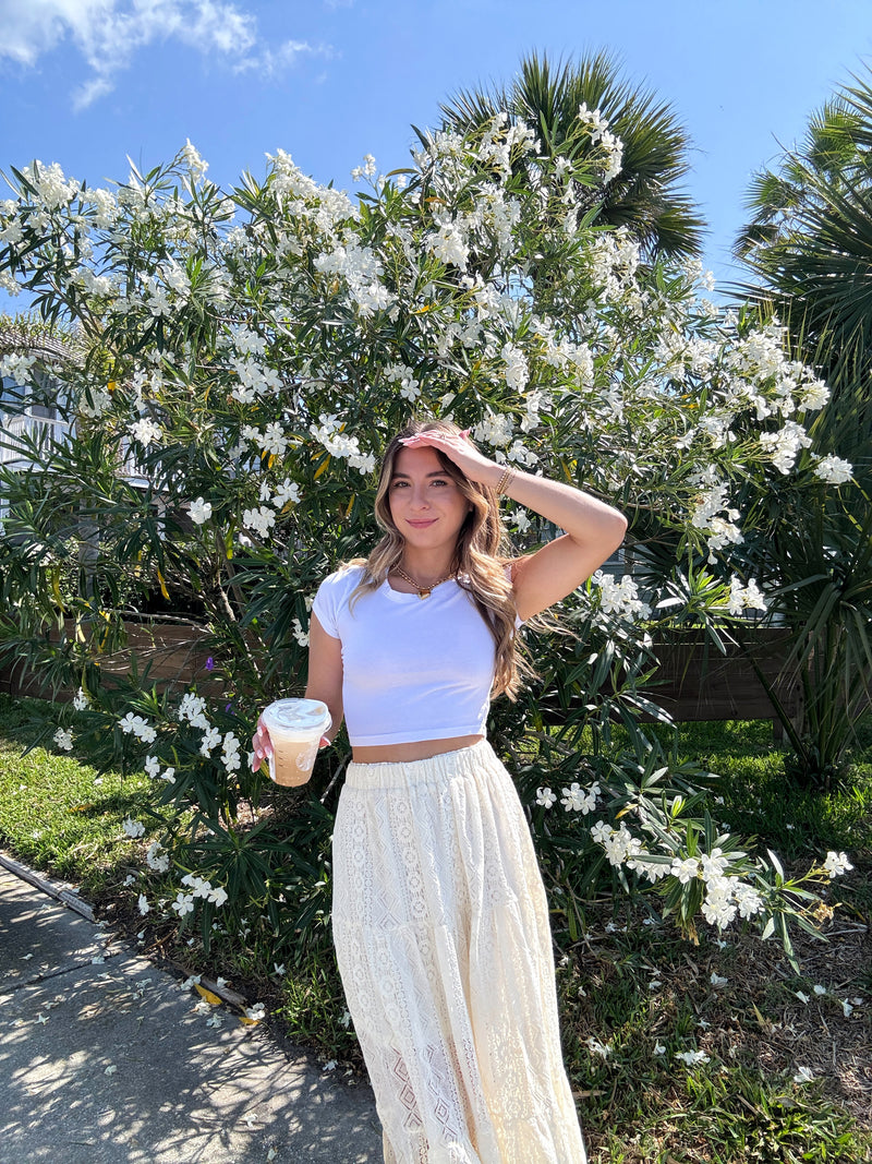 Wanderlust Ivory Lace Maxi Skirt