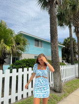 Baby Blue Floral Mini Dress