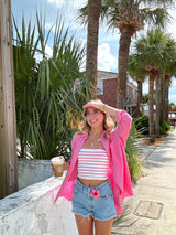 Perfect Day Pink Cotton Button Up Top