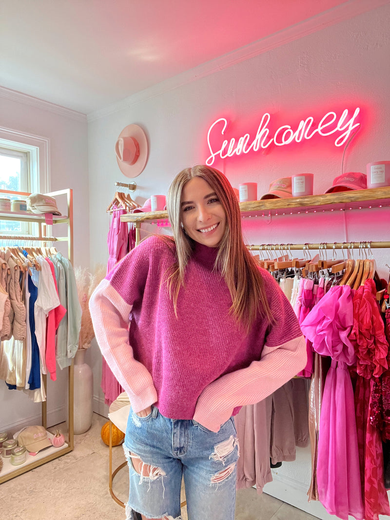 Berry Cute Colorblock Sweater