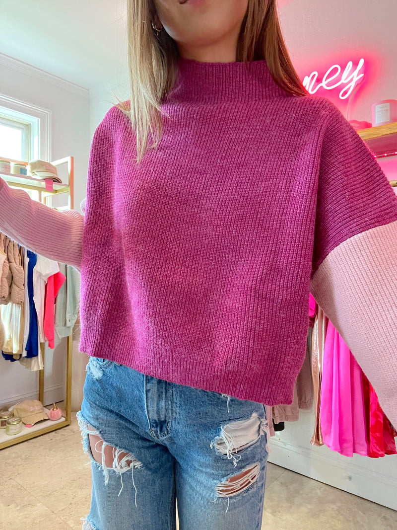 Berry Cute Colorblock Sweater