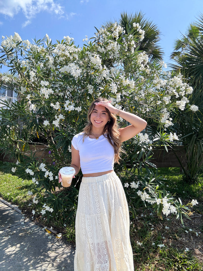 Wanderlust Ivory Lace Maxi Skirt