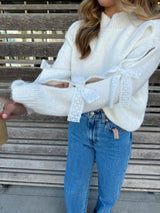 Ribbons and Lace Bow Sleeves Sweater