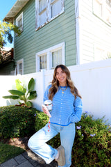 Sunhoney Girl Cardigan - Blue Stripe