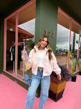 Checked Out Pink Fleece Jacket