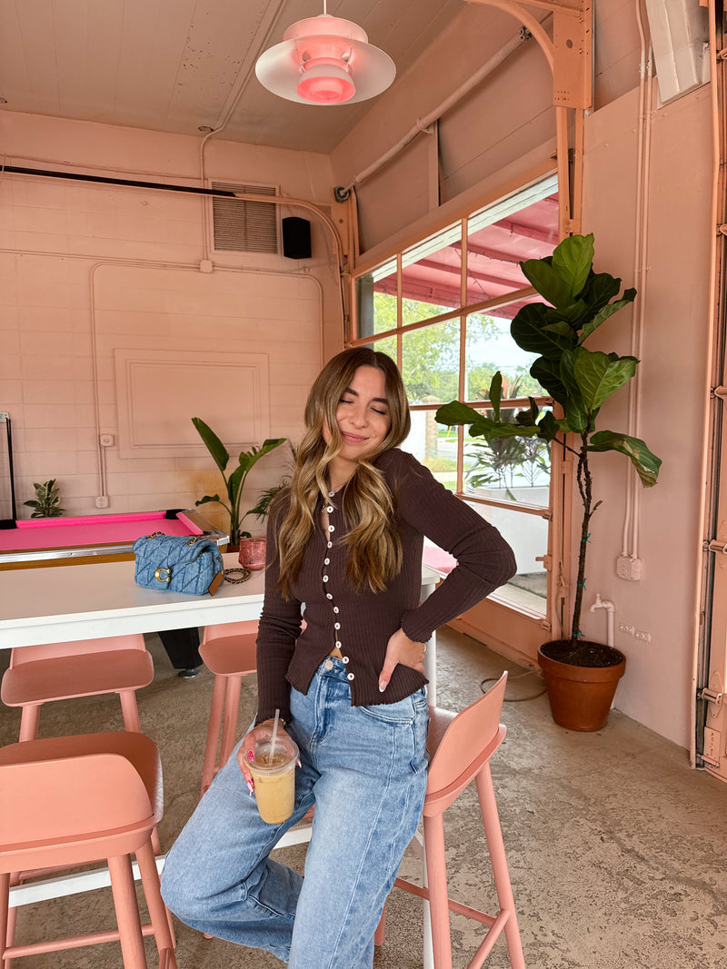 Espresso Please Ribbed Long Sleeve